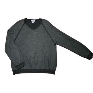 Men's Size L Tommy Bahama Reversible V Neck Sweater Gray & Black Pima Cotton